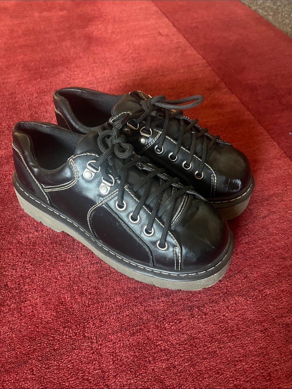 Soda Vintage Oxford Y2K  Black Platform Lace-Up Chunky